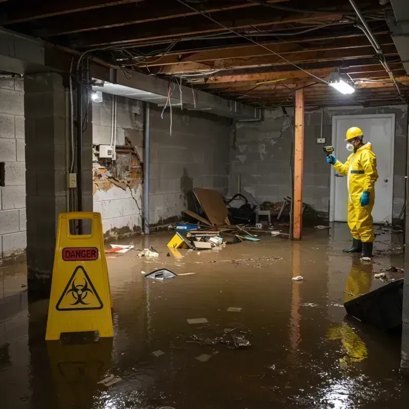 Flooded Basement Electrical Hazard in Clayton, MO Property